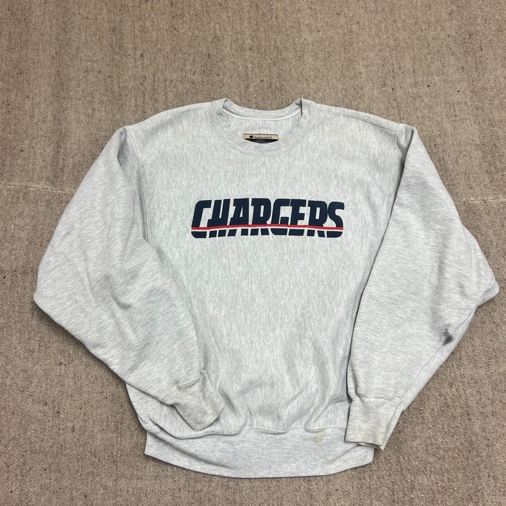 Vintage Champion Reverse Weave Sweatshirt Mens Medium Gray 2000s Chargers